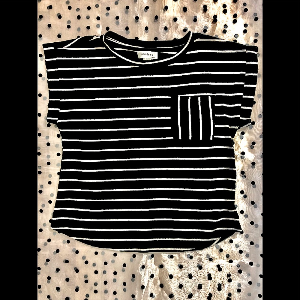 MONTEAU LOS ÁNGELES STRIPED WHITE & BLACK BLOUSE